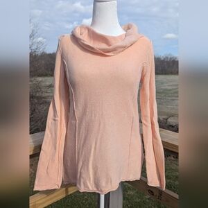 J. Jill Bamboo, Wool, Silk Blend Sweater Cowl Neck Peach Lightweight